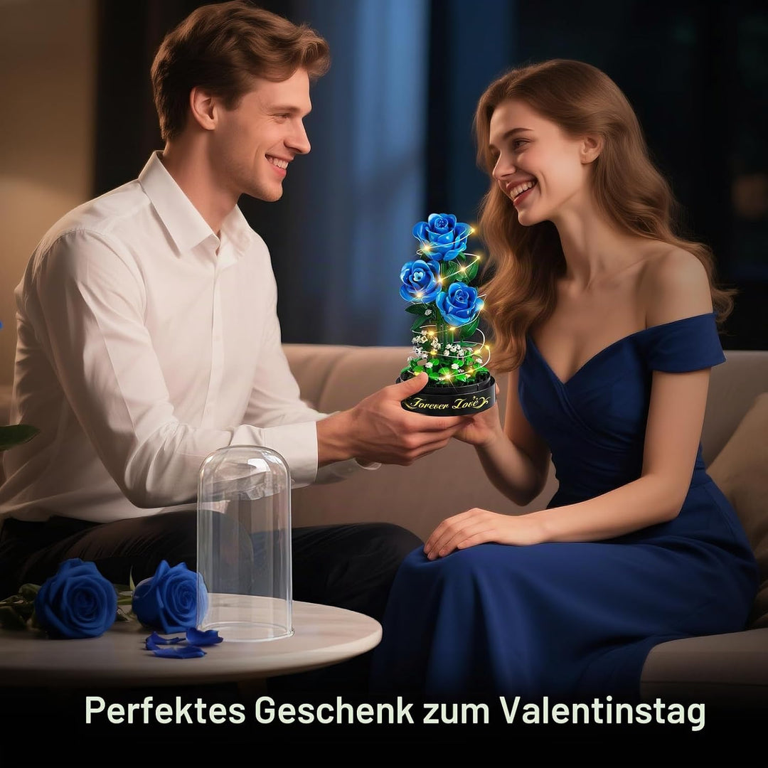 HiWEEGO Blumen Rosen Bauset mit LED Licht &amp; Abdeckung – 219 Teile Rosenstrauss Ostergeschenke, 3,6 M