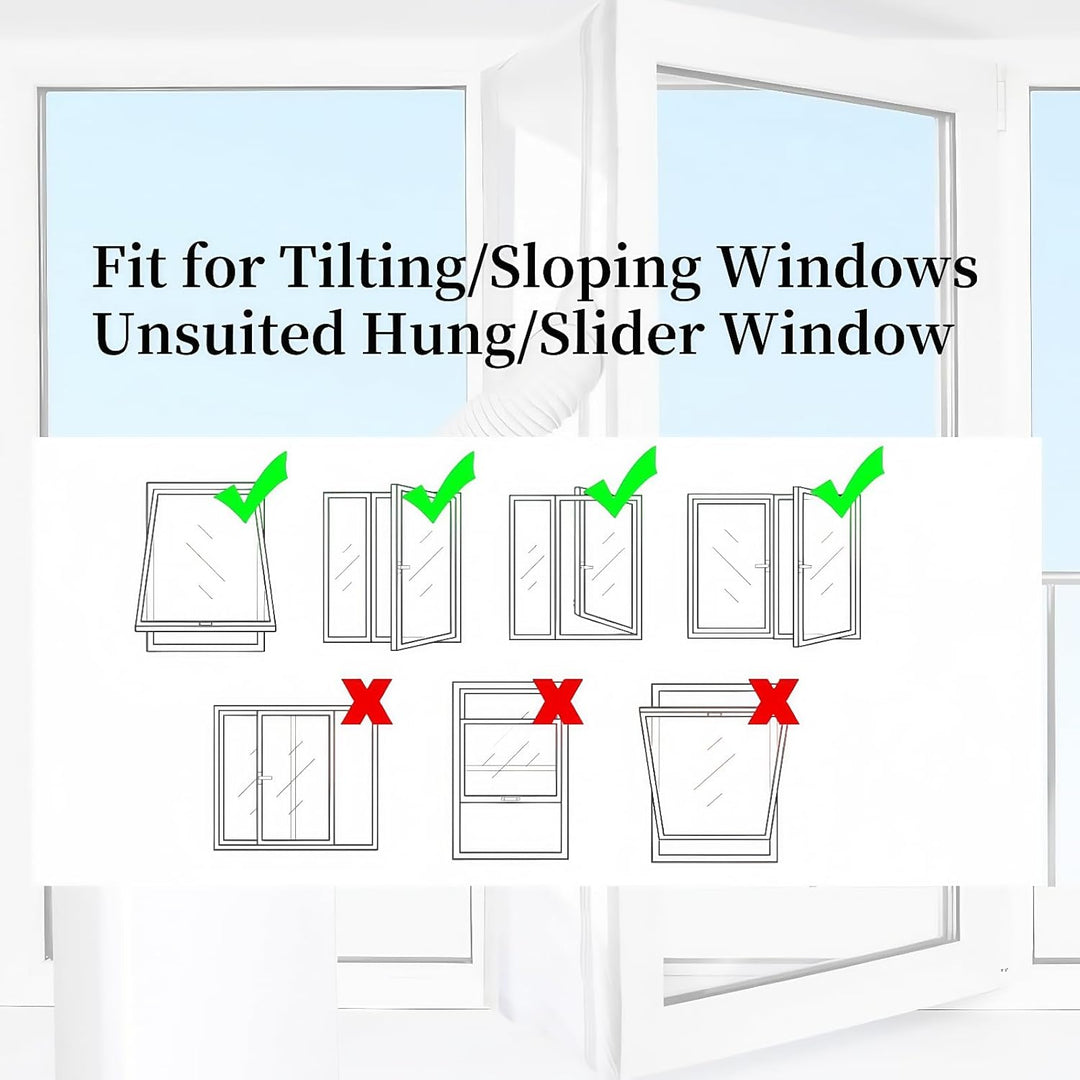 Fensterabdichtung für mobile Klimageräte 400CM Hot Air Stop zum Anbringen an Fenster, Inkl. 2 Kabelb