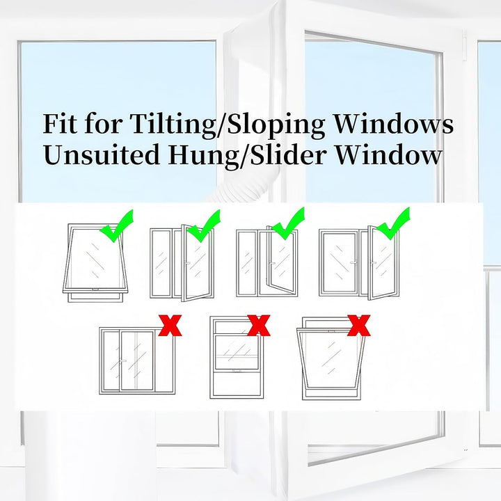 Fensterabdichtung für mobile Klimageräte 400CM Hot Air Stop zum Anbringen an Fenster, Inkl. 2 Kabelb