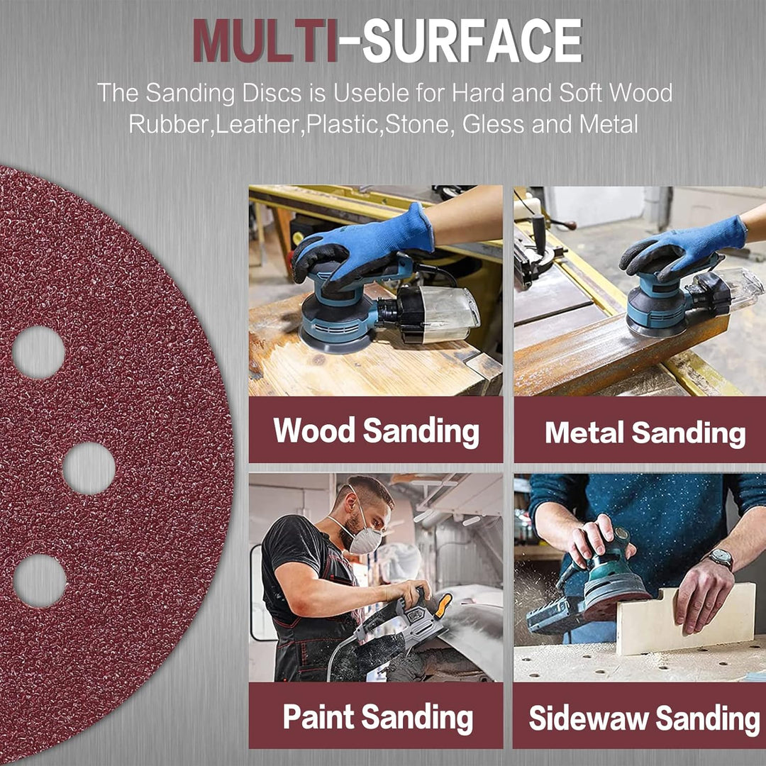 STEBRUAM 100 Stück Schleifpapier 125mm Klett 40 körnung,Profi 125 Schleifscheiben Rund 8 Loch für Ex