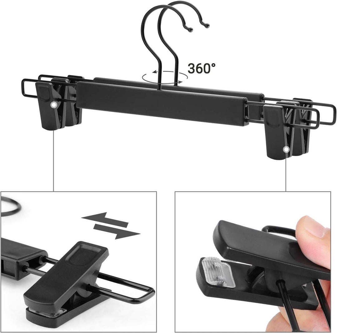 SONGMICS Hosenbügel, 12er Set, Kleiderbügel, gut belastbar, mit Clips, Rockbügel aus Premium-Kunstst