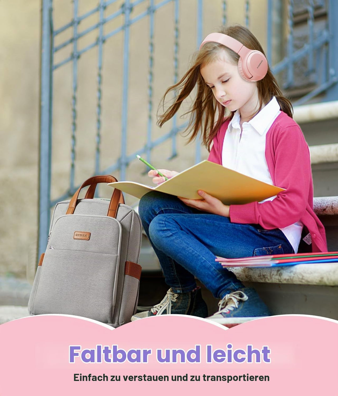 Kinder Kopfhörer Wireless 60H, Faltbare On Ear Kopfhörer mit MIC, Lautstärkebegrenzer 85dB/94dB Drah