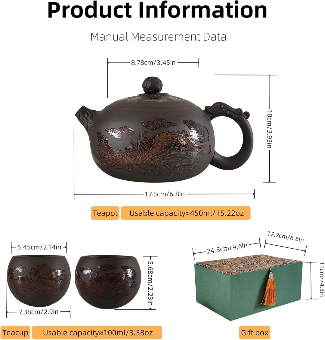 Yixing Zisha Teekanne Set 450ML, Chinesische Farbwechselnde Teekannen Ton mit Geschenkbox, Gross Kun