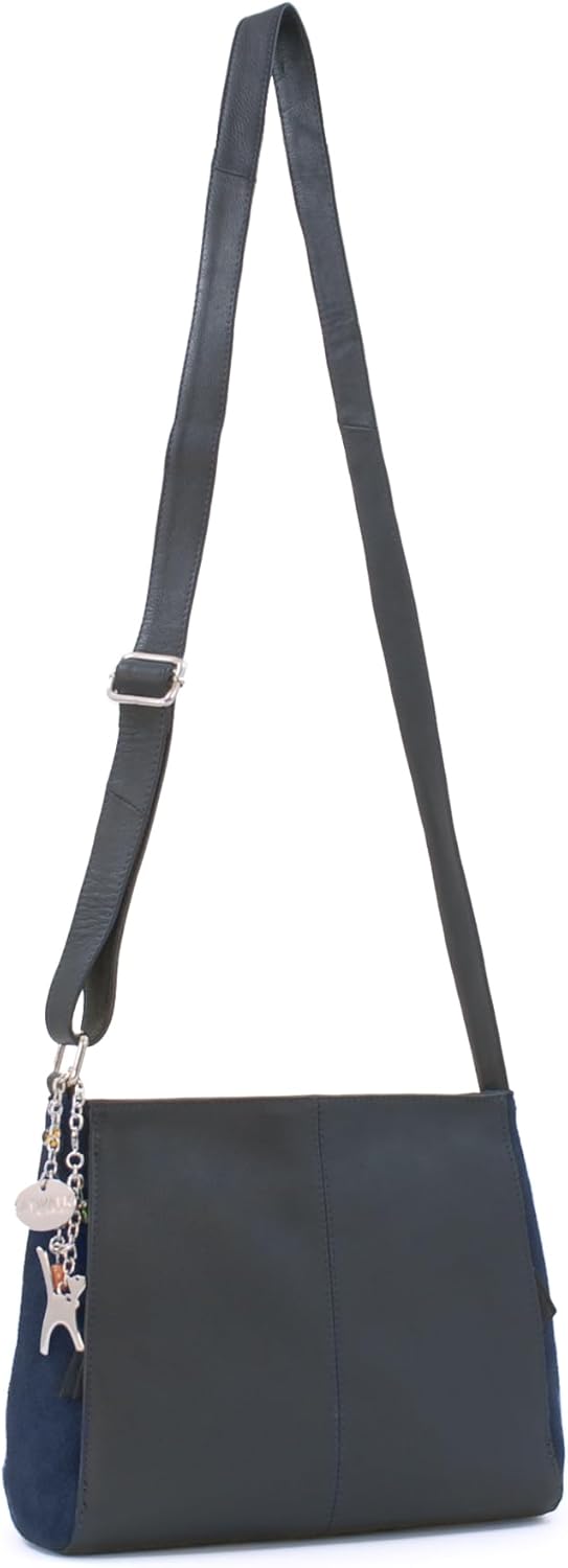 Catwalk Collection Handbags - Damen Umhängetasche Mittelgross - Crossbody Bag - Leder und Wildleder