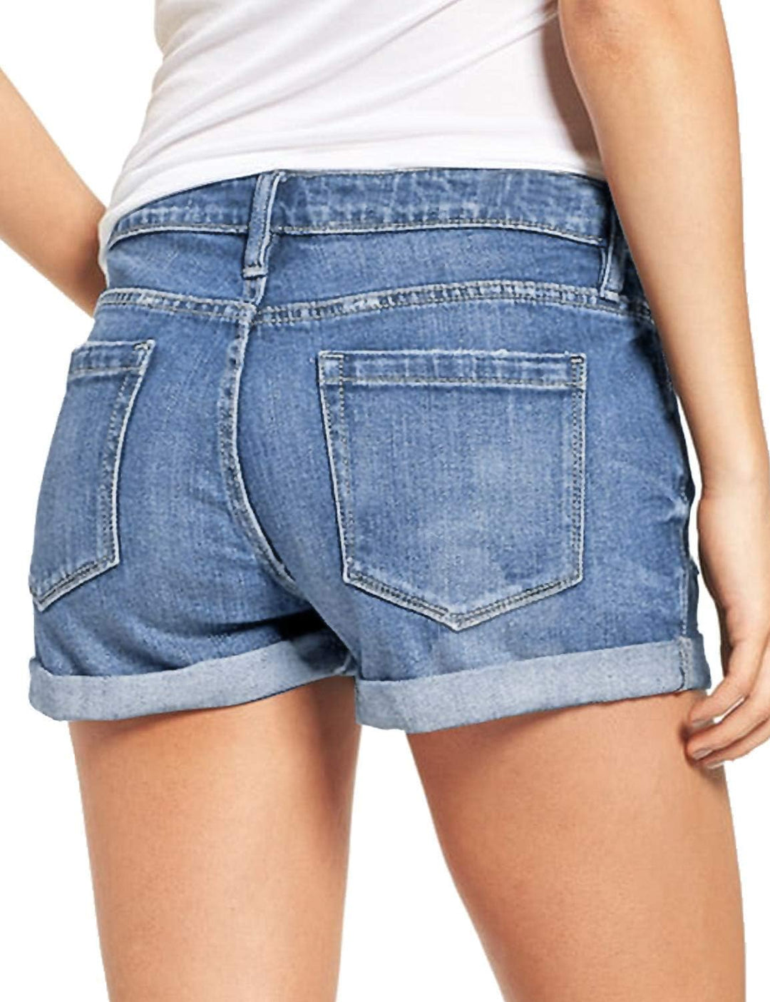 Necooer Damen Casual Ripped Denim Shorts Mittlere Taille Kurze Jeanshose mit Taschen S Hellblau, S H