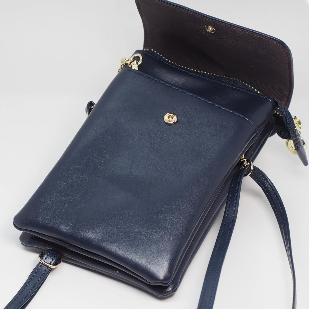 BAWAKO Damen Umhängetasche Leder, schicke Schultertasche mit Reissverschluss Damen und Mädchen, trag
