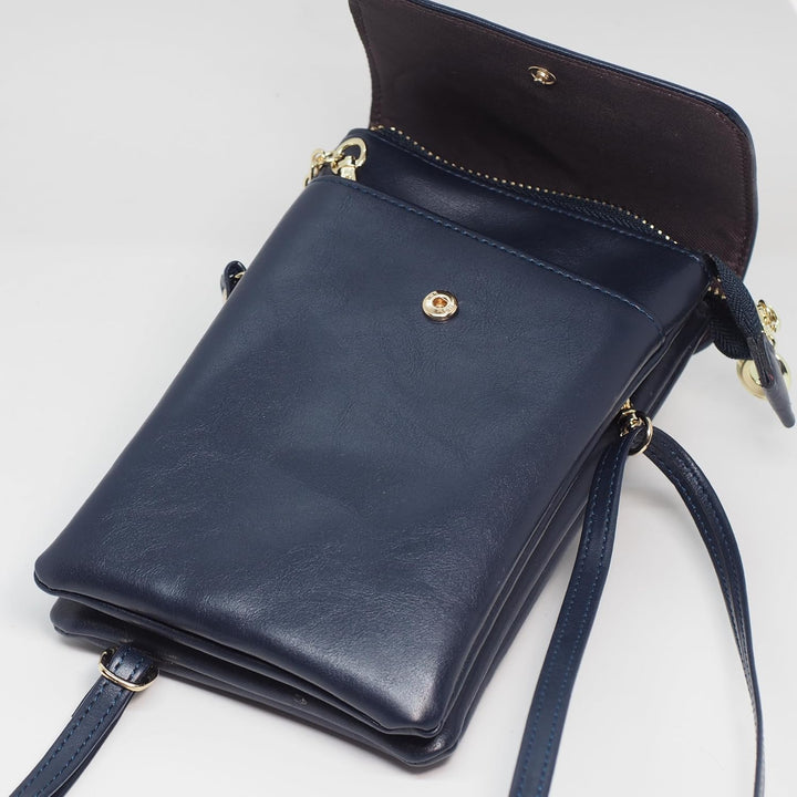 BAWAKO Damen Umhängetasche Leder, schicke Schultertasche mit Reissverschluss Damen und Mädchen, trag