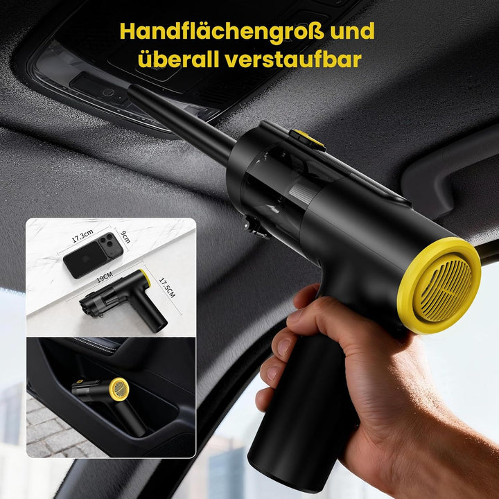 Handstaubsauger Akku, 60Mins 28000Pa Auto Staubsauger Kabellos, 3-in-1 Saugen & Blasen, LED-Display