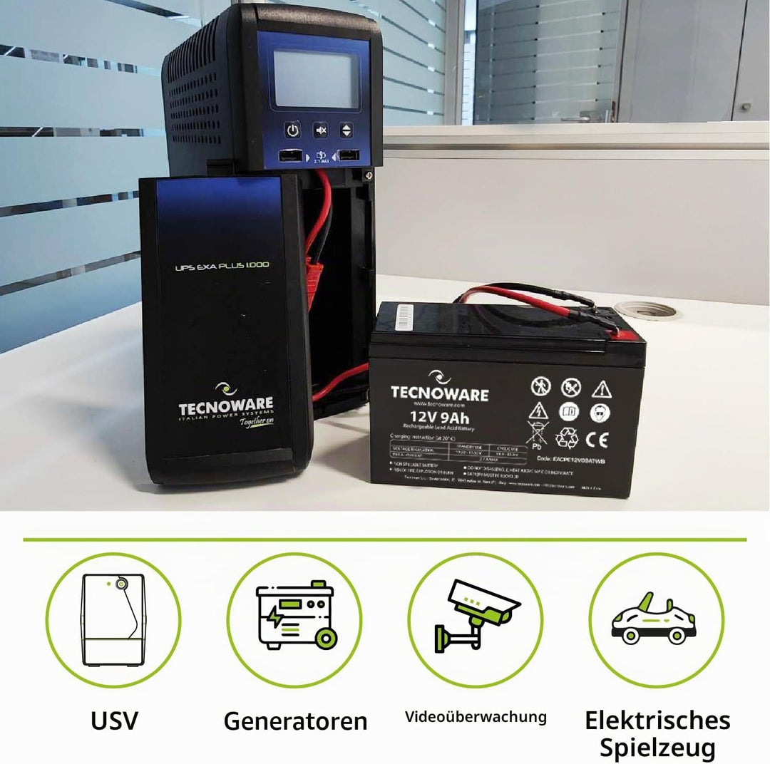 Tecnoware Power Systems - Ersatzbatterie für USV, Videoüberwachungs- und Alarmsysteme, 12V Spannung,