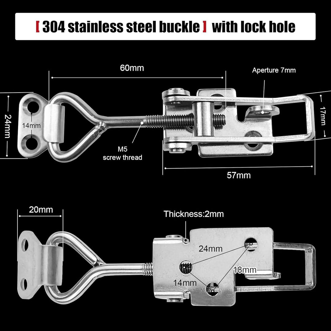 TONAUP Spannverschluss Edelstahl Set, 6 Stück M5 Klein Kniehebelspanner Kistenverschluss, Verstellba
