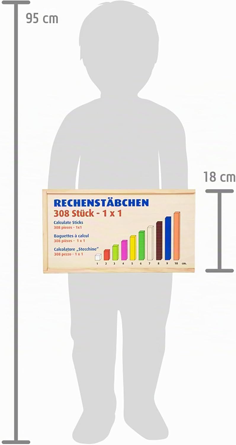 small foot Rechenstäbchen aus Holz, zum Erlernen des kleinen 1x1, 308 bunte Stäbchen in einer Box, a