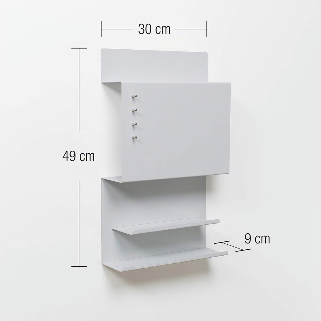 byde Wandorganizer Hepe aus Stahlstruktur. 30 x 9 x 49 cm 3-in-1 Wandregal mit Magnettafel und Magne