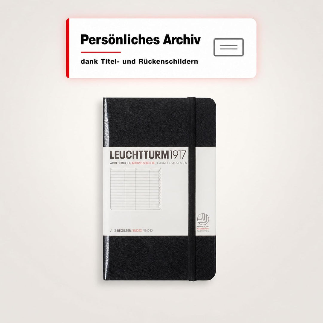 LEUCHTTURM1917 316927 Adressbuch Pocket (A6), Hardcover, Schwarz, Pocket (A6)