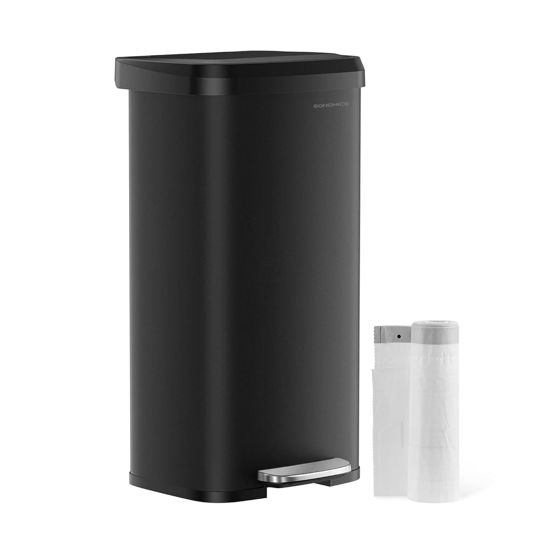 SONGMICS Mülleimer Küche, 68 Liter Abfalleimer, Tretmülleimer aus Metall, mit Deckel, hoch, schmal u