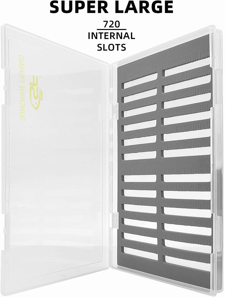 SF Collection Fliegenboxen, transparent, A4, extra grosses Fassungsvermögen, geschlitzter Schaumstof