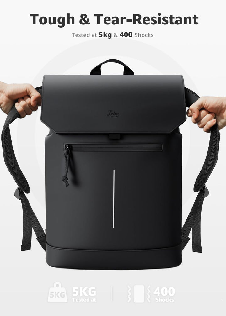 Rucksack Damen &amp; Herren, Mattleder Tagesrucksack mit 15,6" Laptopfach, Eleganter City und Business B