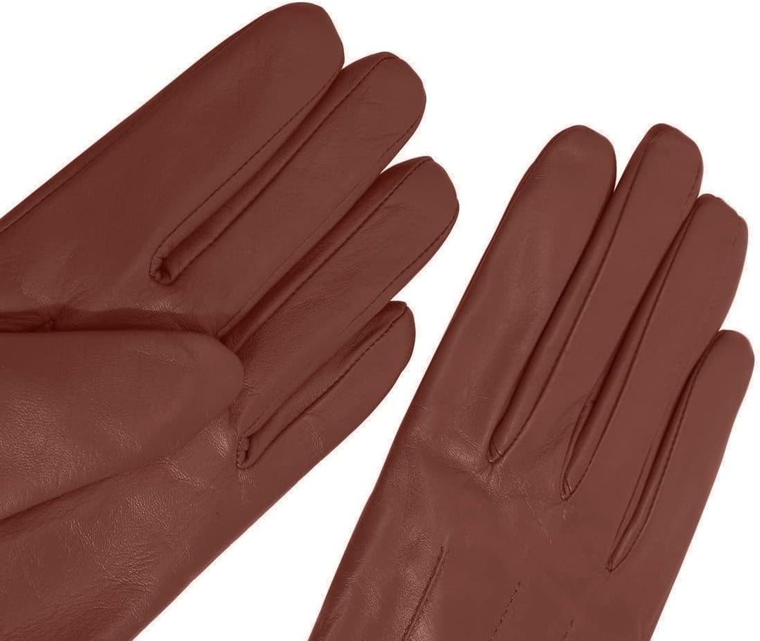 Harssidanzar Lederhandschuhe für Damen, Winter Warm Fleecefutter Touchscreen Vintage Finished GL018E