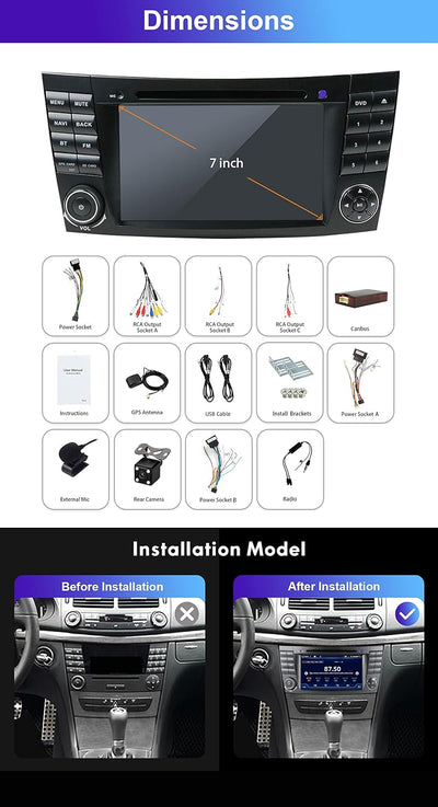 7 Zoll Doppel Din Android 12 Autoradio Passt Für Mercedes Benz E-Class W211 CLS Class W219 Kostenlos