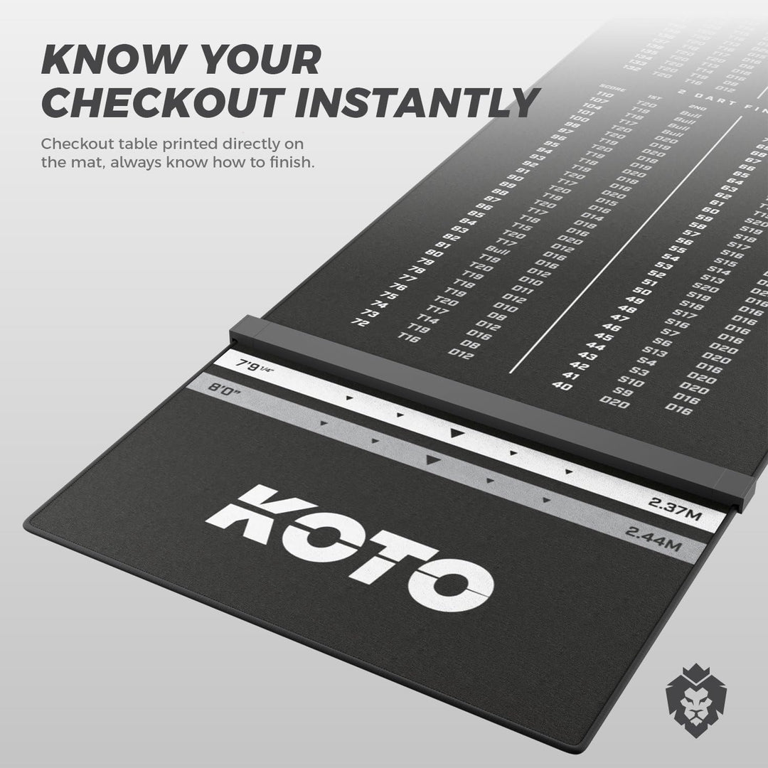 KOTO - Oche Carpet Checkout 285 x 80 cm Dartmatte, Professionelle Dartmatte zum Schutz des Bodens un