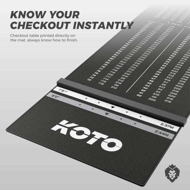 KOTO - Oche Carpet Checkout 285 x 80 cm Dartmatte, Professionelle Dartmatte zum Schutz des Bodens un