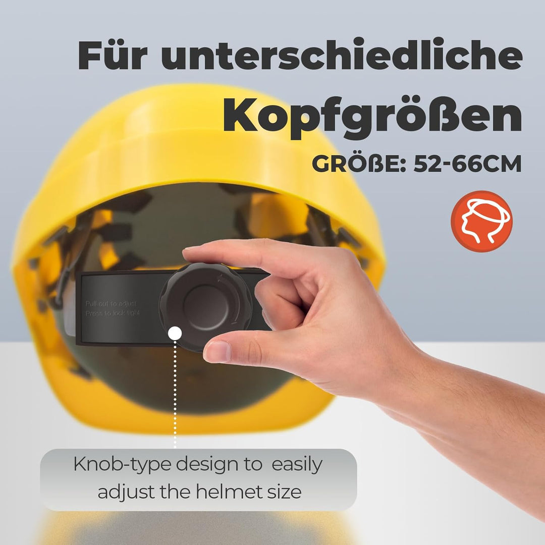 Bauhelm EN397, Mustbau Sicherheitshelm, Arbeitshelm Schutzhelm mit DIY Steckplätze für 53-65 cm Kopf
