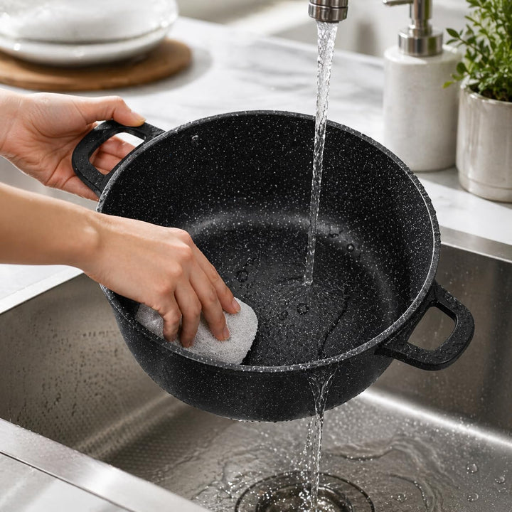 Topfset Induktion 14-teilig – Marmorbeschichtung Töpfe & Pfannen Set mit Glasdeckel, Kochtopf Set fü