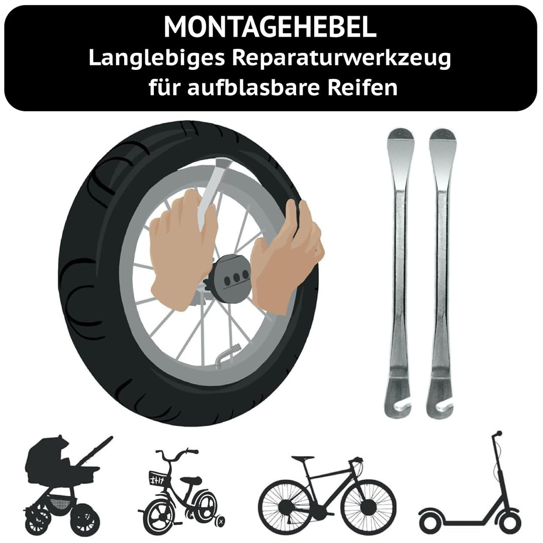 280 x 65-203 Kinderwagen Schlauch 12 Zoll mit Winkelventil 45° | 2 Stück Packung | Roller Reifen Kin
