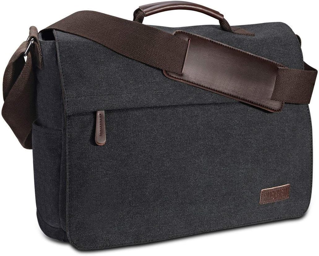 Ruschen Umhängetasche Herren aus Vintagem Segeltuch, Premium Herrentasche, Laptoptasche für 15,6 Zol