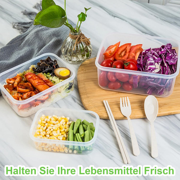 Kottwca Frischhaltedosen mit Deckel Set, 2,2 L 1,74 L 1 L Grosse Kapazität Tupperdosen Set (8 Behält