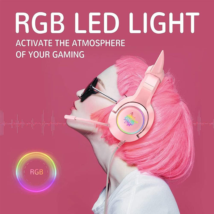Gaming-Headset Pink, Niedliches Katzenohr-Headset, 7.1-Surround-Sound-Gaming-Headset Mit Einstellbar