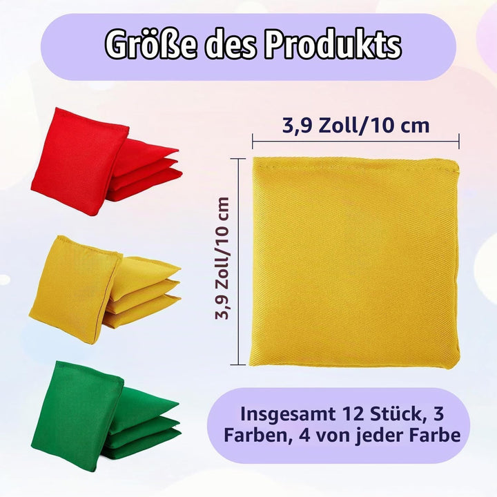 12 Stück Cornhole Säckchen, 10x10cm Cornhole Bean Bags, Wurfsäckchen, Nylon Sitzsäcke Werfen für Out