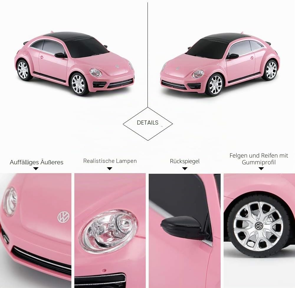 Rastar ferngesteuerter Volkswagen Käfer, Massstab 1:24, Kinder ferngesteuertes Rennauto, rosa Spielz
