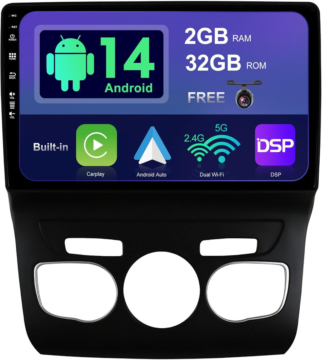 SXAUTO Android 12 IPS Autoradio für Citroen C4 C4L DS4 (2013-2017) - Eingebaut CarPlay/Android Auto