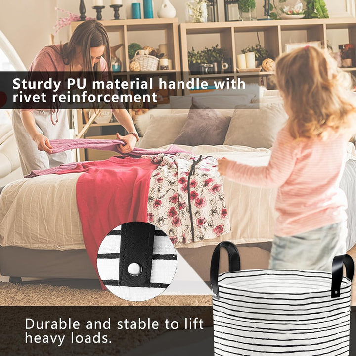 WPPQWP Faltbarer Wäschekorb, Laundry Baskets 60L (2er Set), Runder Wäschetonne mit Verstärkten Niete