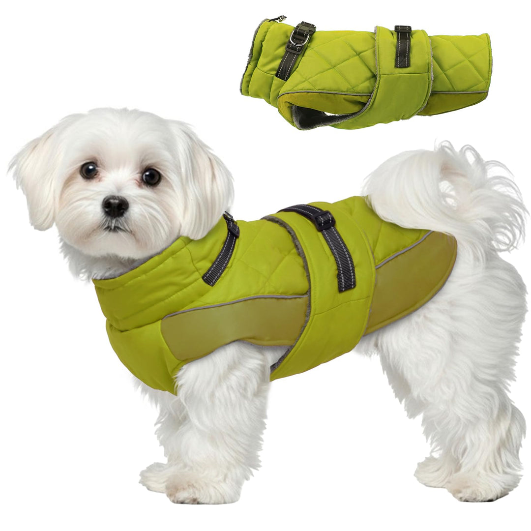 Winterjacke für Hunde - Mit integriertem Geschirr, hohem Kragen & reflektierenden Streifen für älter