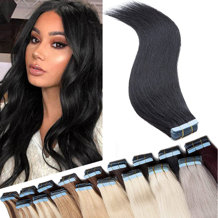 SEGO 40 Stück Tape in Extensions Echthaar 2.5g/pcs Klebeband Haarverlängerung 100% Remy Human Haar H