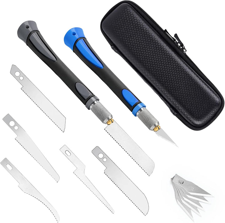 EHDIS Modellbau Werkzeug Set, Mini Handsäge für Modellbau mit 6 Stück Bastelklinge und 5 Stück 11# K
