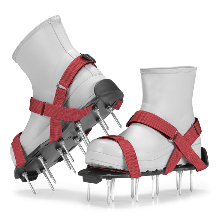 Rasenlüfter-Schuhe – vormontierte Nagelschuhe mit Klettverschluss – Gartenschuhe zum effektiven Belü