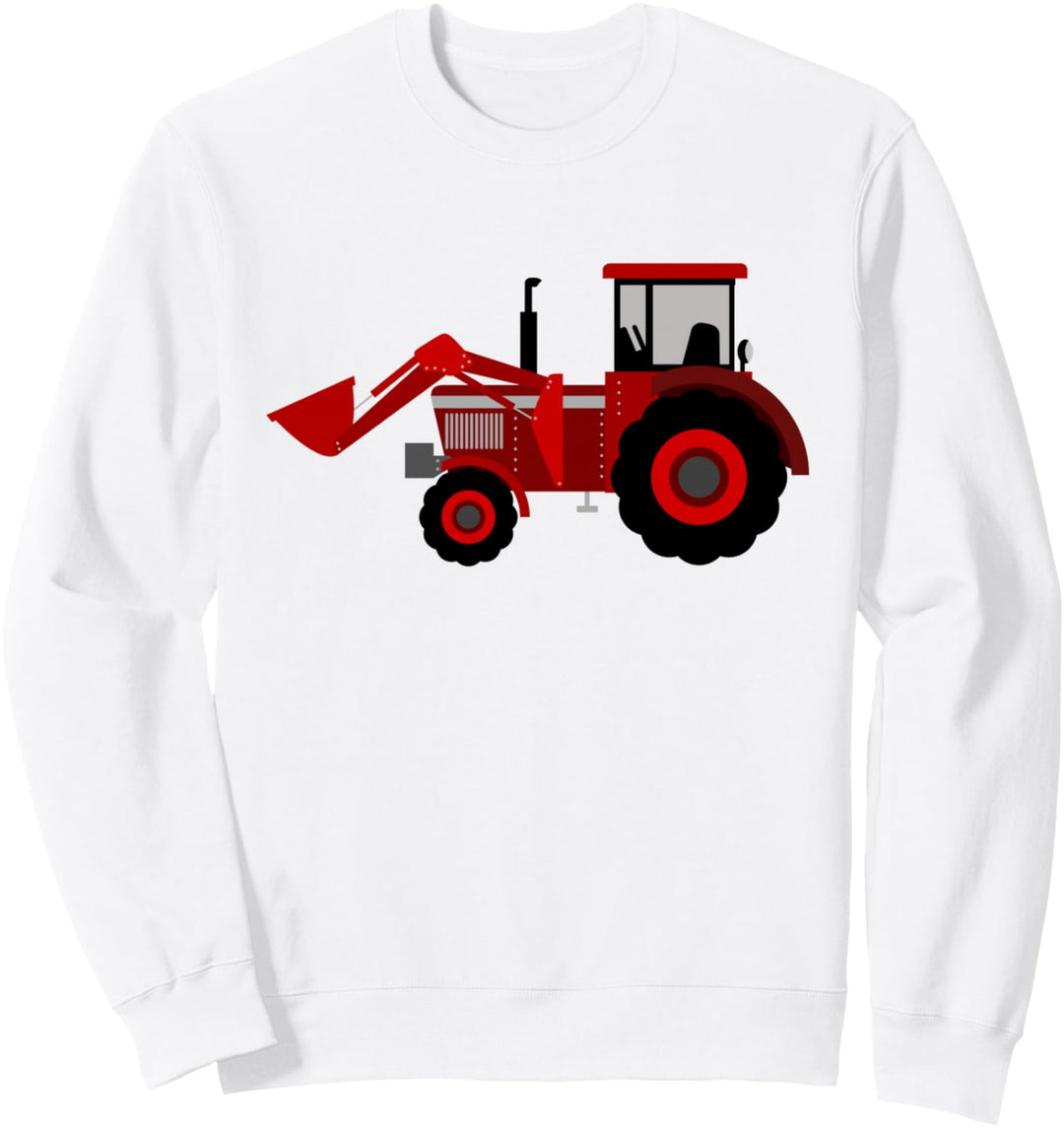 Roter Traktor-Bagger, Rasenmäher, Bauernhof, Cartoon Sweatshirt
