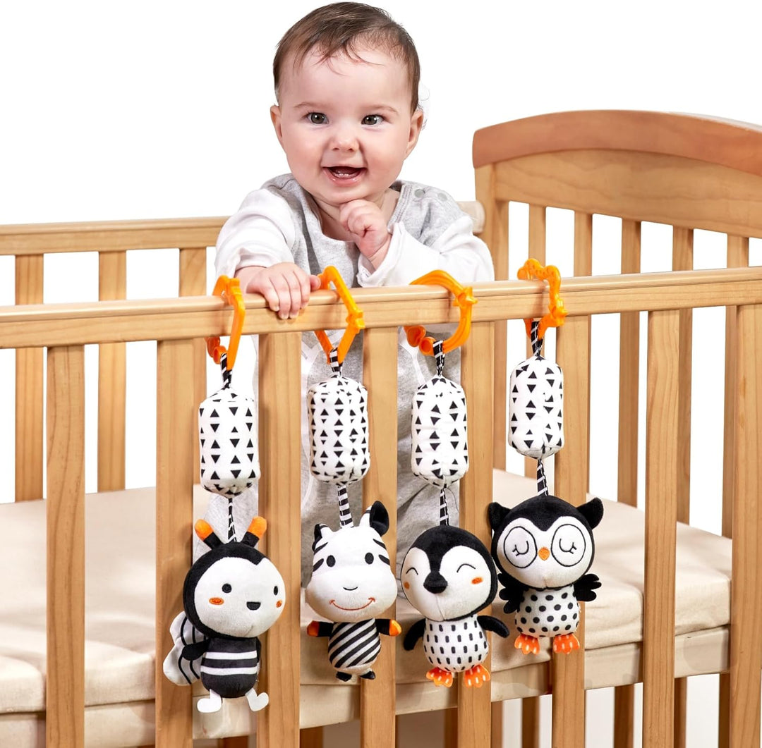 TUMAMA Baby Kinderwagen Spielzeug 0 3 6 9 12 Monate, Babyrassel Hängespielzeug für Kinderbett Autosi