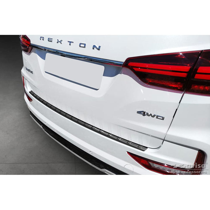 Avisa Schwarz Edelstahl Heckstossstangenschutz kompatibel mit SsangYong Rexton (YK) Facelift 2021- '
