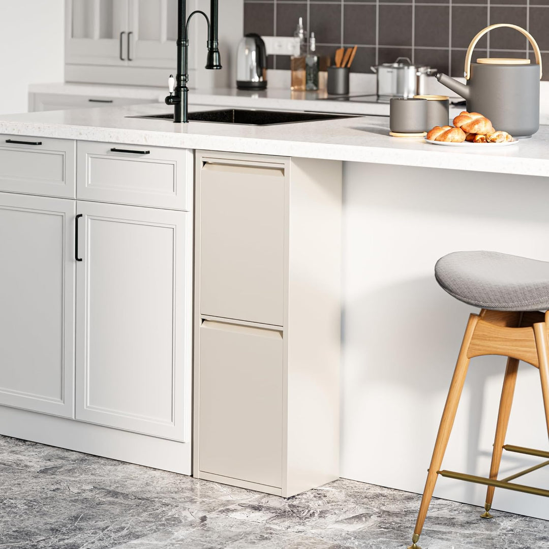 [en.casa] Mülltrennsystem Sollentuna Mülleimer 2 Fächer Küche 2 x 14 L Abfalleimer Müllschrank schma