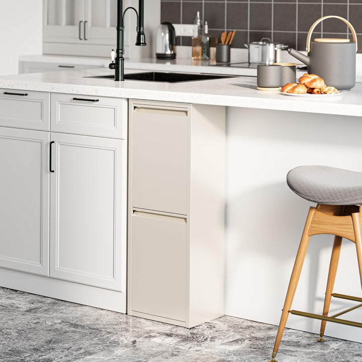 [en.casa] Mülltrennsystem Sollentuna Mülleimer 2 Fächer Küche 2 x 14 L Abfalleimer Müllschrank schma