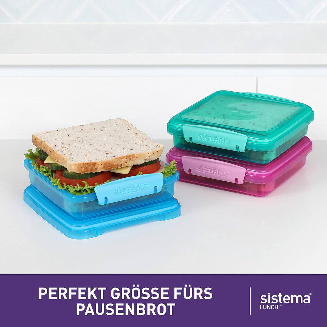 Sistema Brotdose Sandwichbox | 450 ml | stapelbare und luftdichte Lunchbox mit Deckel | Lunchbox Kin