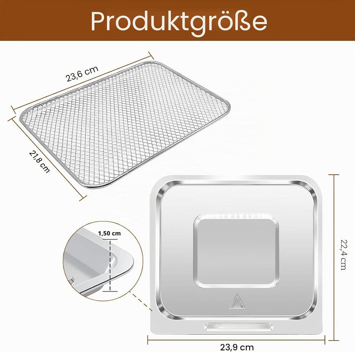 4 Stück Set Air Fryer Drip Pan mit Korb für Multifunktionale Digital 10 QT 10L XL Air Fryer 17 Touch