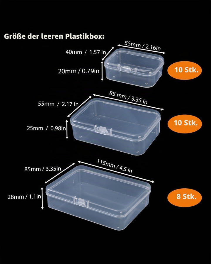 LJY 28 Stück gemischte Grössen, rechteckig, leer, Kunststoff, Aufbewahrungsbehälter mit Deckel für k