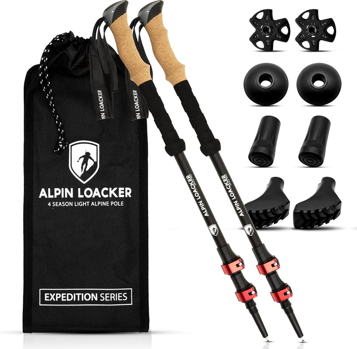 Alpin Loacker Teleskop Wanderstöcke Carbon & Aluminium mit Korkgriff I Leichte Nordic Walking Stöcke