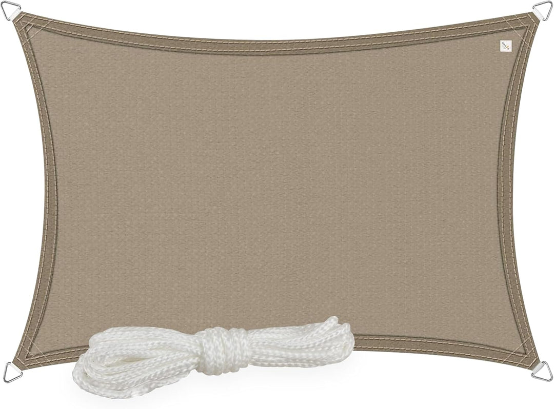 hanSe Sonnensegel rechteckig, Segeltuch Rechteck, 2x3m in Taupe, aus HDPE Gewebe, wetterbeständig, m