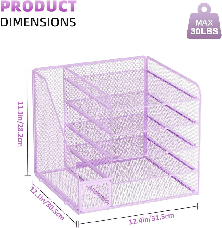 Marbrasse Schreibtisch Organizer und Büro Zubehör,5-Tier Briefablage,Mesh Büro Organizer für Schreib