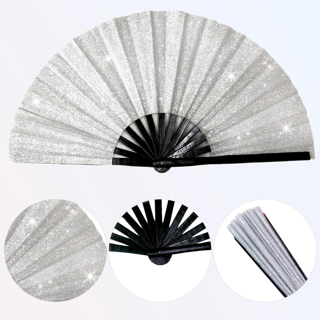baotongle Grosse Glitzer Faltbare Seide Hand Fächer Chinesischer Tai Chi Faltender Handfächer Nylon
